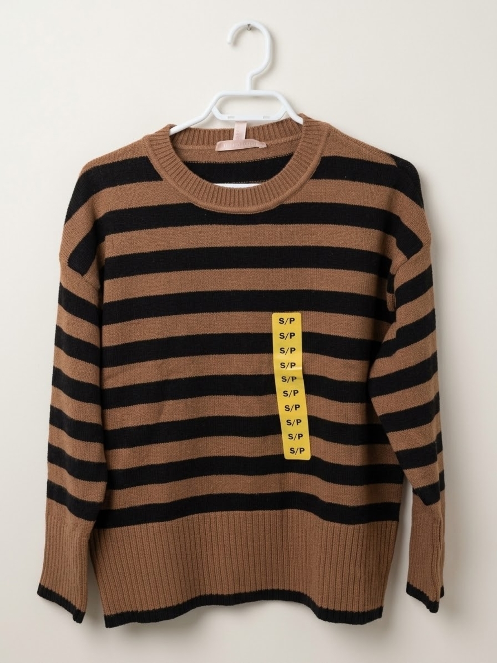 Philosophy Women's Brown and Black Striped Crewneck Sweater